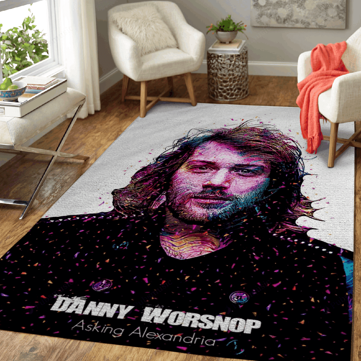 Danny Worsnop Illustration bittet Alexandria in Farbe um Fans Teppich, Teppiche - Outdoor Teppich, Teppich Wohnzimmer, Küchenteppich, Kinderzimmer, Modern