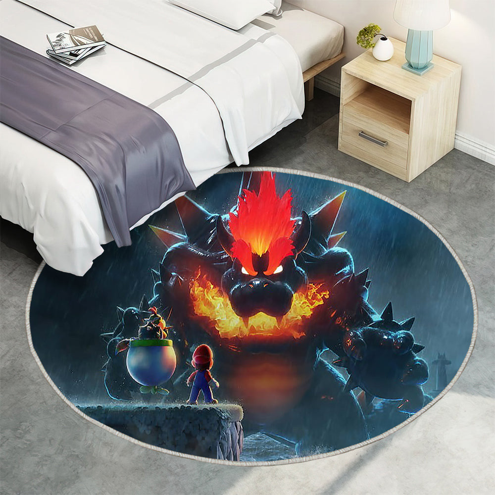 Super Mario 3D World Bowsers Fury Teppich Rund, Teppiche - Outdoor Teppich Rund, Teppich Wohnzimmer, Carpet, Rug
