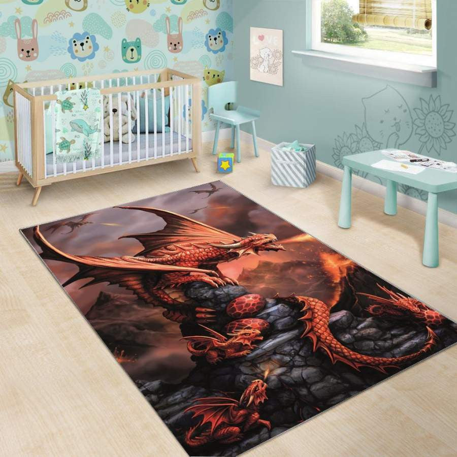 Drache 02218 Teppich, Teppiche - Outdoor Teppich, Teppich Wohnzimmer, Küchenteppich, Kinderzimmer, Modern