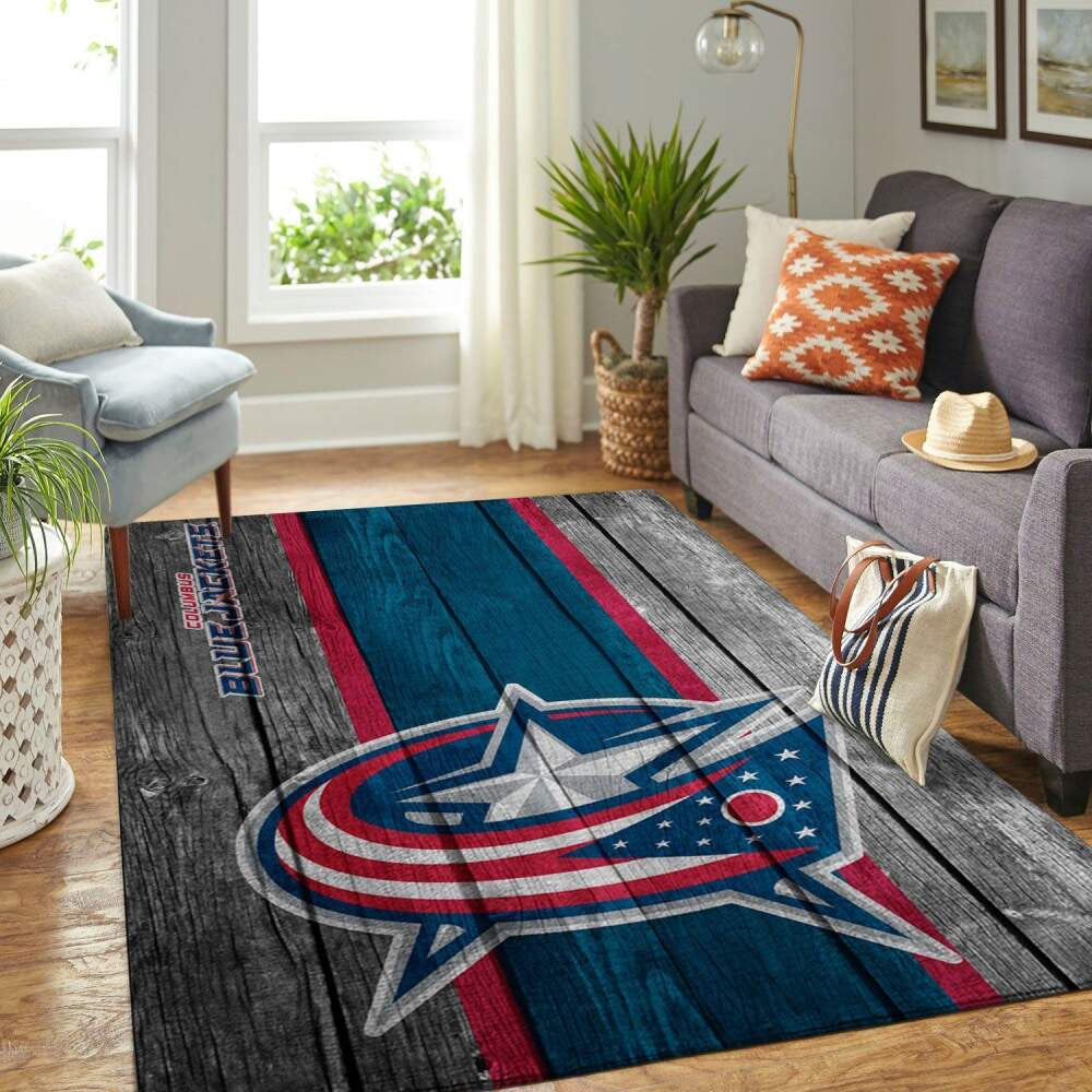 Columbus Blue Jackets Nhl Team Logobereich Sport im Holzstil Teppich, Teppiche - Outdoor Teppich, Teppich Wohnzimmer, Küchenteppich, Kinderzimmer, Modern