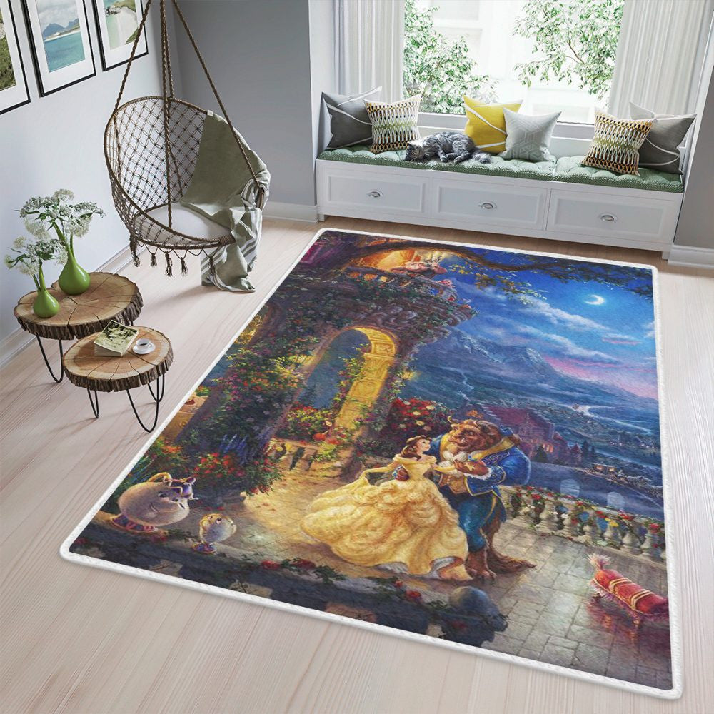 Die Schöne und das Biest Disney Cartoon Geschenkliebhaber Teppich, Teppiche - Outdoor Teppich, Teppich Wohnzimmer, Küchenteppich, Kinderzimmer, Modern