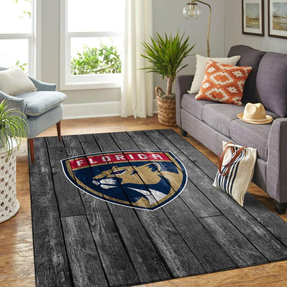 Florida Panthers Nhl Team Logo Grey Area Sport im Holzstil Teppich, Teppiche - Outdoor Teppich, Teppich Wohnzimmer, Küchenteppich, Kinderzimmer, Modern