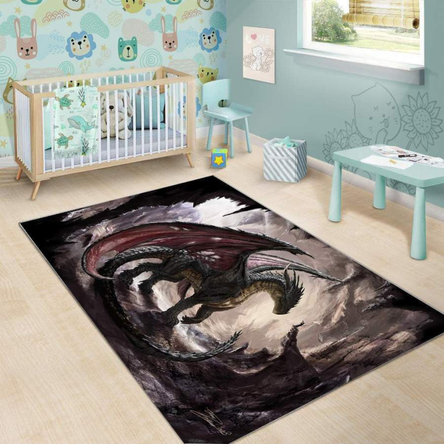Drache 02219 Teppich, Teppiche - Outdoor Teppich, Teppich Wohnzimmer, Küchenteppich, Kinderzimmer, Modern