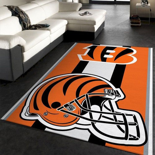 Cincinnati Bengals Nfl Team Logo Helmraum Custom Area Fl Teppich, Teppiche - Outdoor Teppich, Teppich Wohnzimmer, Küchenteppich, Kinderzimmer, Modern
