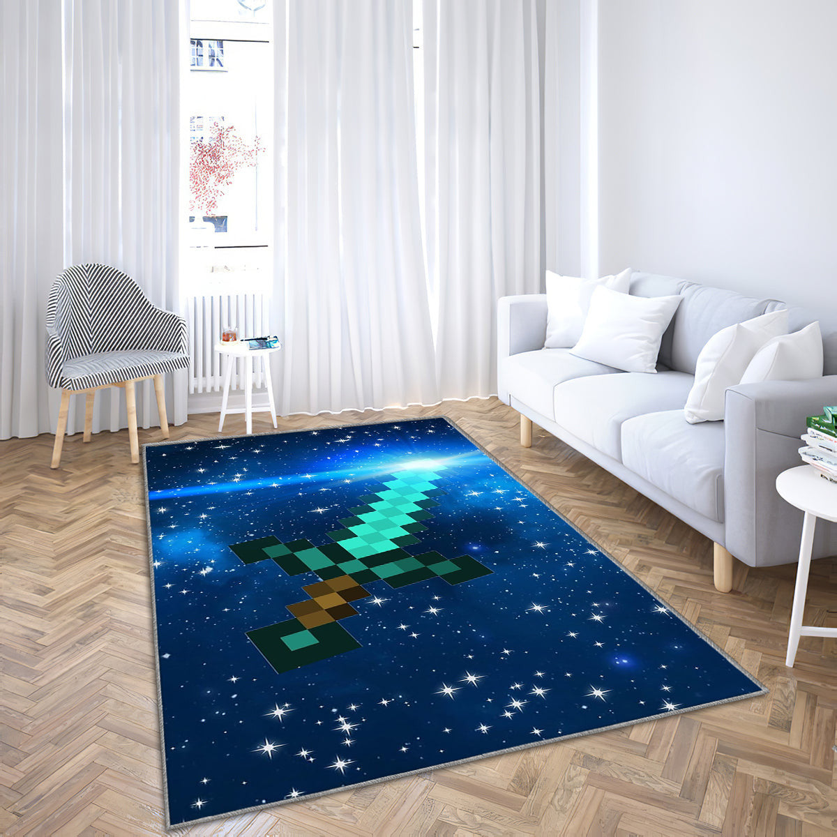 Minecraft Teppich, Teppiche - Diamant Outdoor Teppich, Schwert Teppich Wohnzimmer, Küchenteppich, Kinderzimmer, Modern
