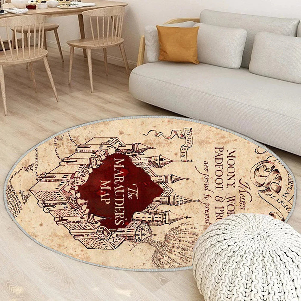 Karte der Rumtreiber Teppich Rund, Teppiche - Harry Outdoor Teppich Rund, Harry Potter Teppich Wohnzimmer, Carpet, Rug