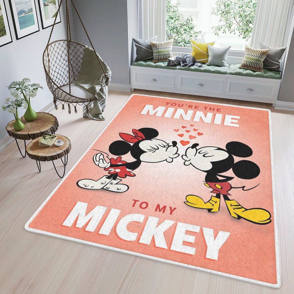 Benutzerdefinierter Name Mickey und Minnie Geschenk Valentinstag Teppich, Teppiche - Outdoor Teppich, Teppich Wohnzimmer, Küchenteppich, Kinderzimmer, Modern