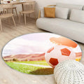 Fußball mit Spielerfuß auf dem Fußballplatz Teppich Rund, Teppiche - Outdoor Teppich Rund, Teppich Wohnzimmer, Carpet, Rug