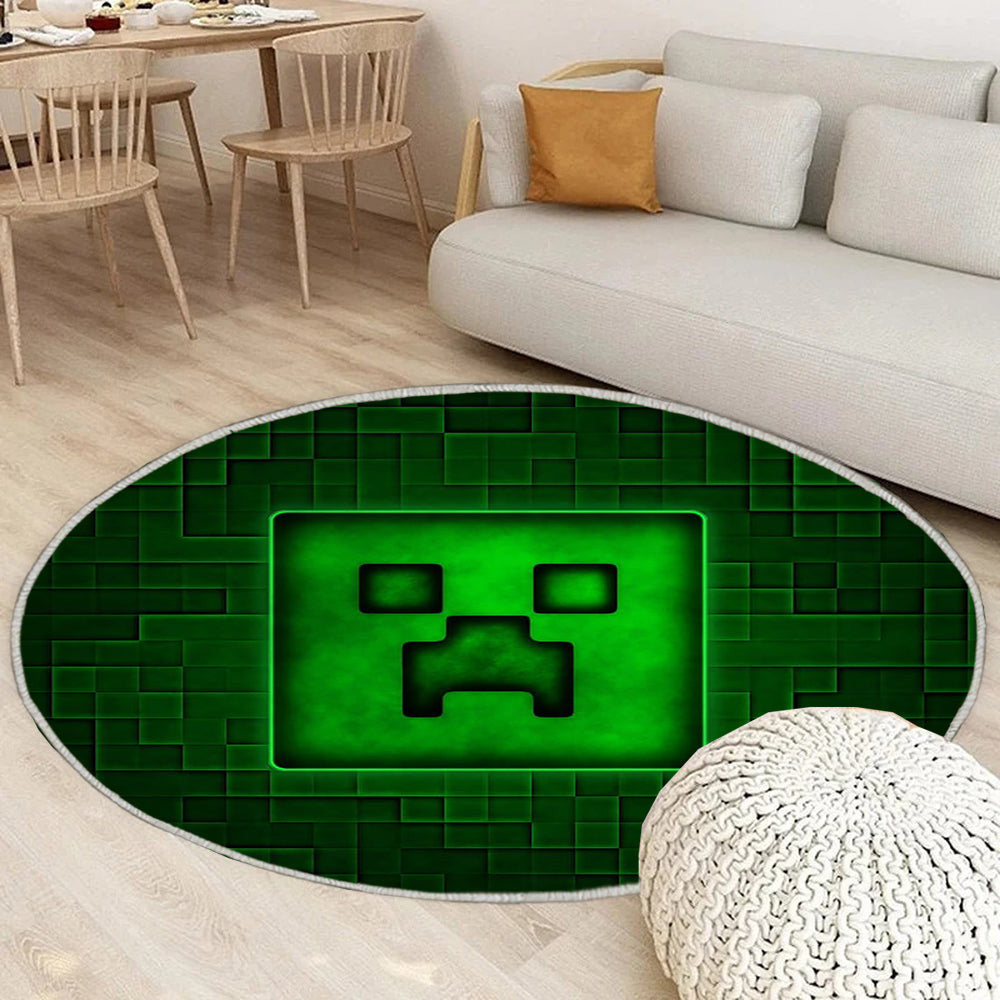 Minecraft Teppich Rund, Teppiche - bosko Outdoor Teppich Rund, Teppich Wohnzimmer, Carpet, Rug