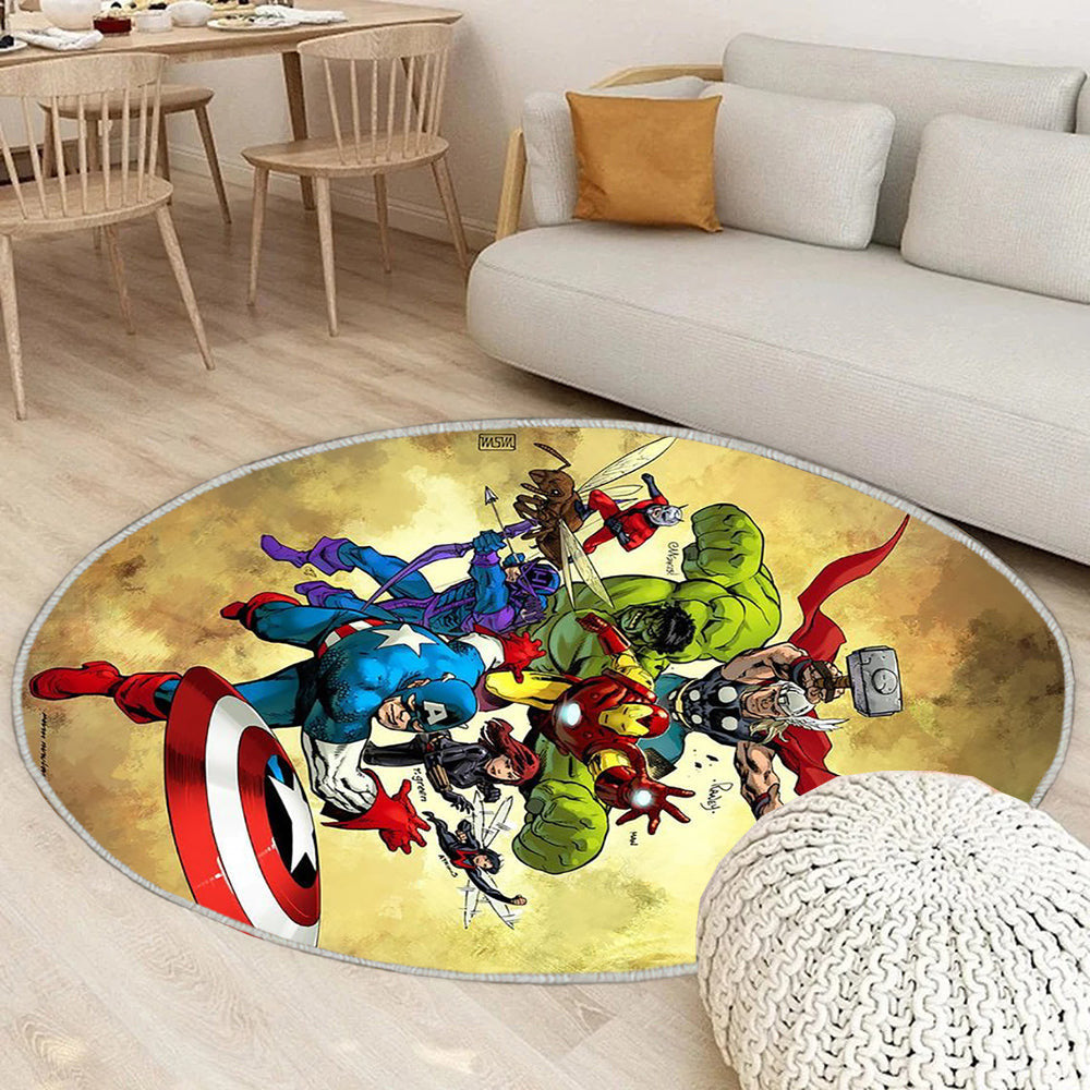 Avengers Farbauftrag Teppich Rund, Teppiche - SpicerColor Outdoor Teppich Rund, Teppich Wohnzimmer, Carpet, Rug