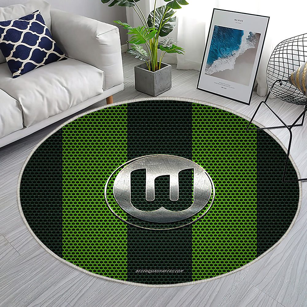 Vfl Wolfsburg Teppich Rund, Teppiche - Deutscher Fußballverein Outdoor Teppich Rund, Metall Emblem Teppich Wohnzimmer, Carpet, Rug