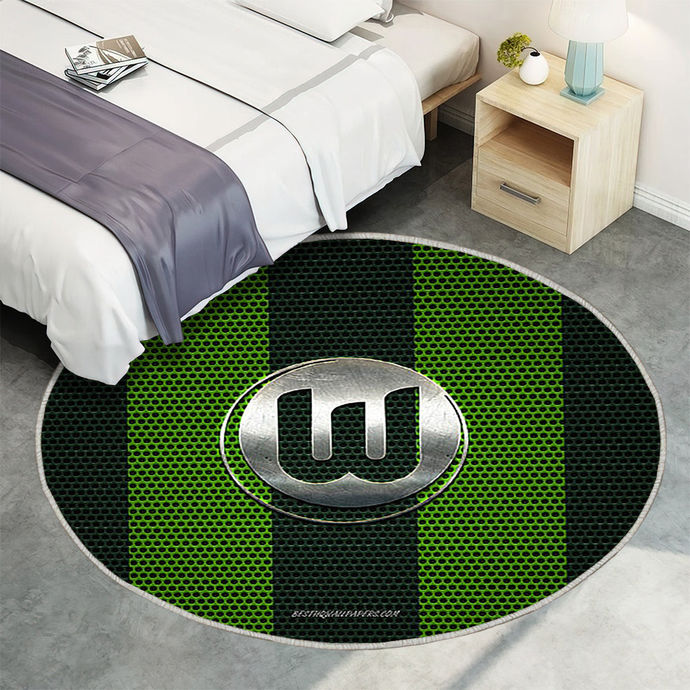 Vfl Wolfsburg Teppich Rund, Teppiche - Deutscher Fußballverein Outdoor Teppich Rund, Metall Emblem Teppich Wohnzimmer, Carpet, Rug