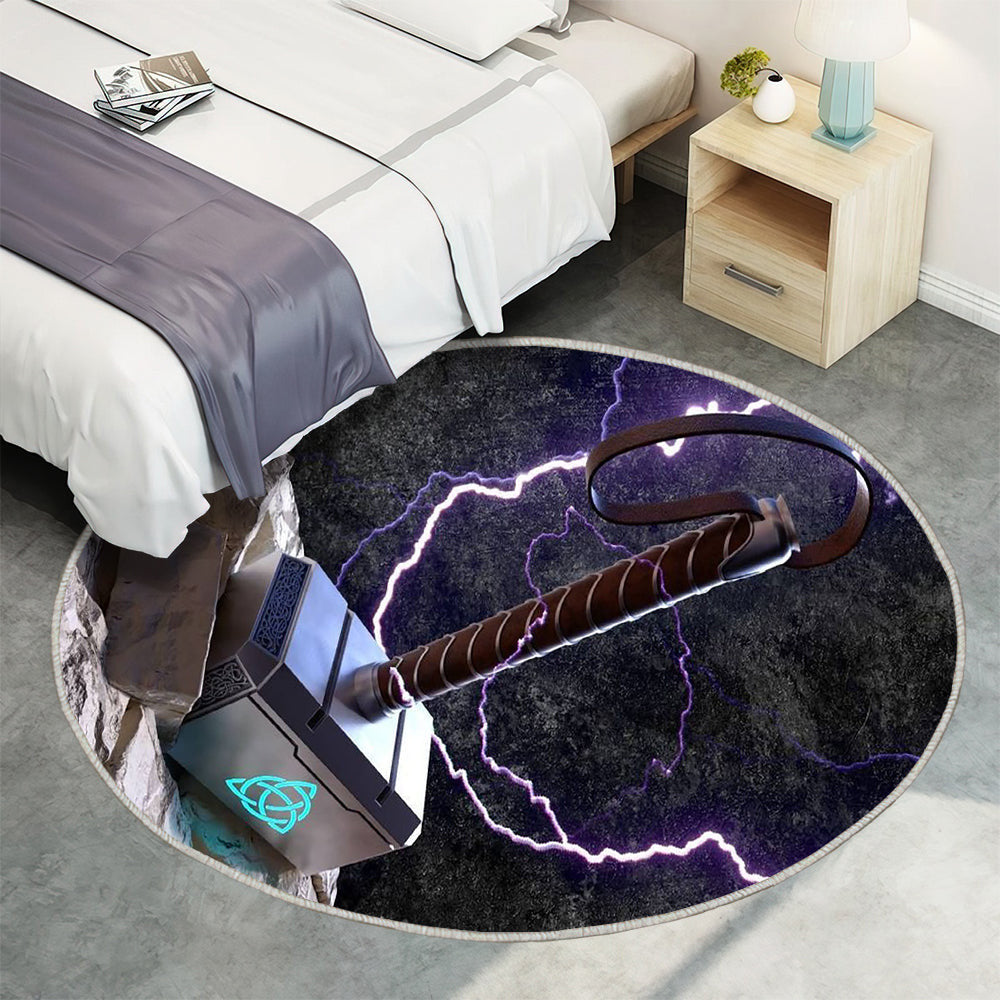 Mjolnir Hintergrundbild von rv_creations Teppich Rund, Teppiche - Outdoor Teppich Rund, Teppich Wohnzimmer, Carpet, Rug
