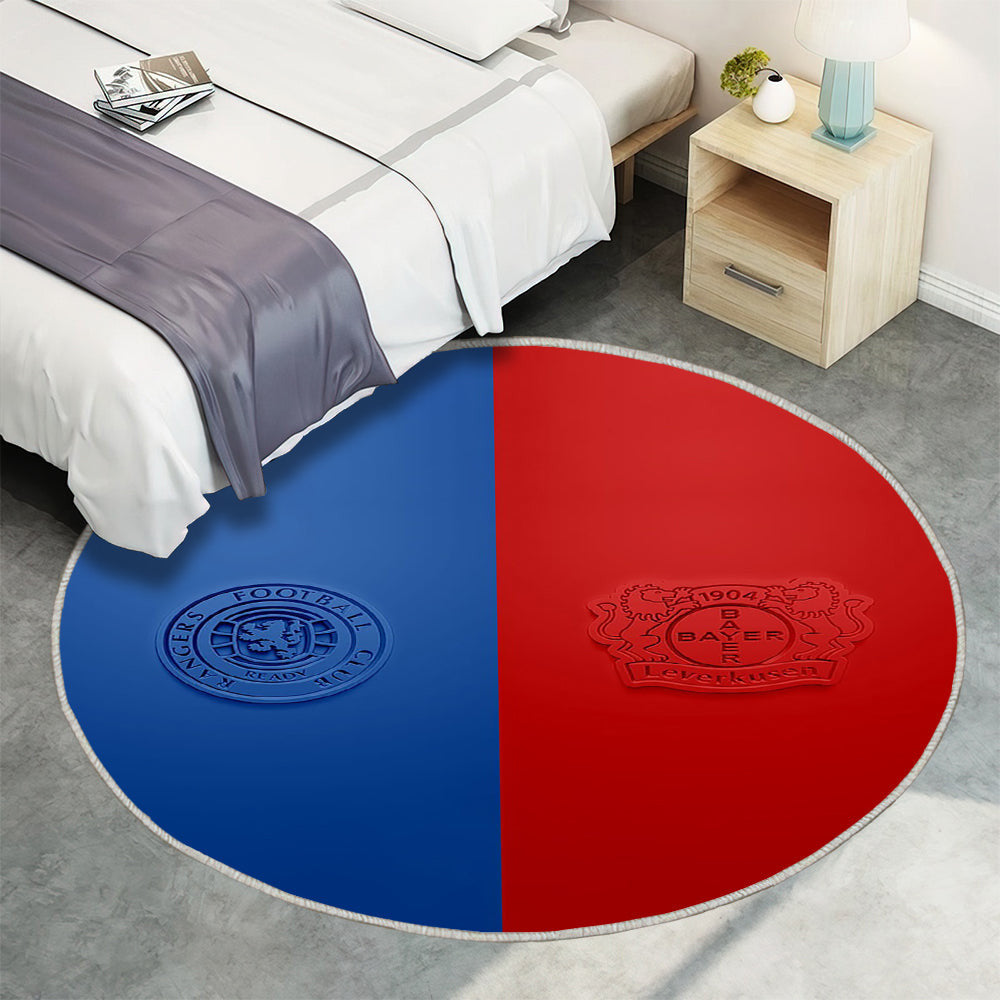 Rangers FC gegen Bayer 04 Leverkusen Teppich Rund, Teppiche - UEFA Europa League Outdoor Teppich Rund, Teppich Wohnzimmer, Carpet, Rug