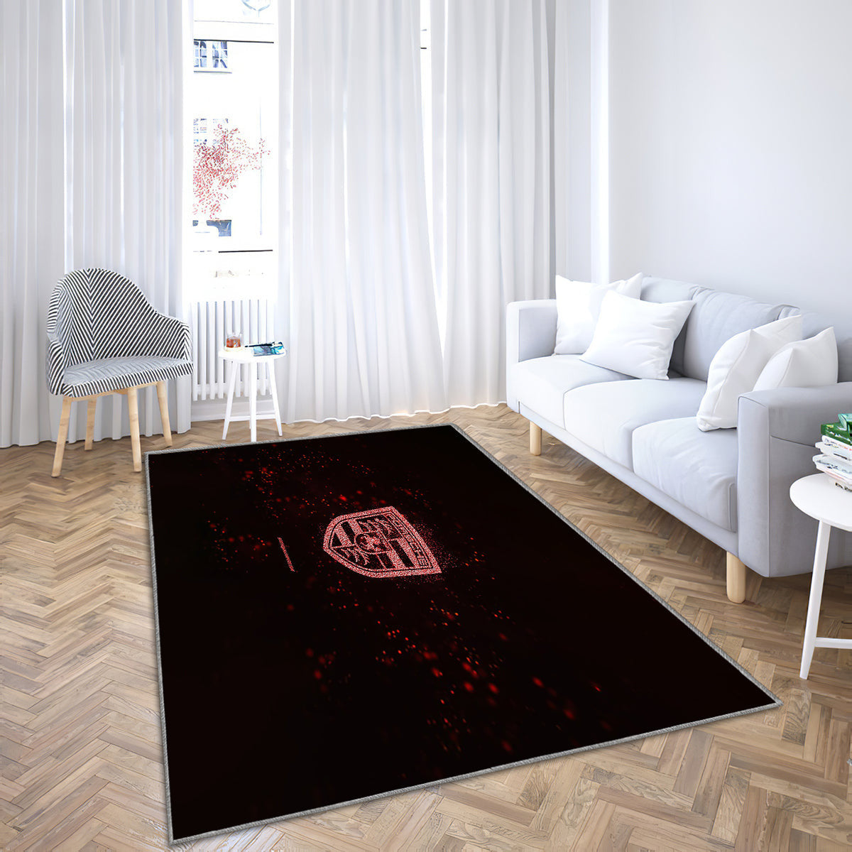 Porsche Glitzer Logo Teppich, Teppiche - Outdoor Teppich, schwarzer Hintergrund Teppich Wohnzimmer, Küchenteppich, Kinderzimmer, Modern
