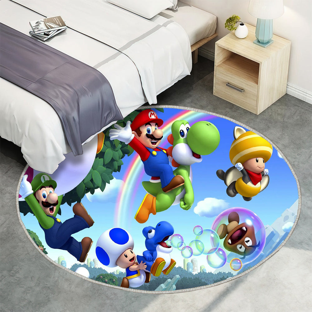 Super Mario Teppich Rund, Teppiche - Outdoor Teppich Rund, Teppich Wohnzimmer, Carpet, Rug