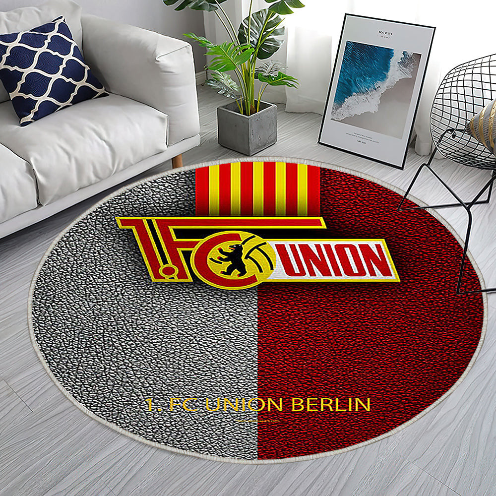 Union Berlin Fc Teppich Rund, Teppiche - Leder Effekt Outdoor Teppich Rund, Deutscher Fußballverein Teppich Wohnzimmer, Carpet, Rug