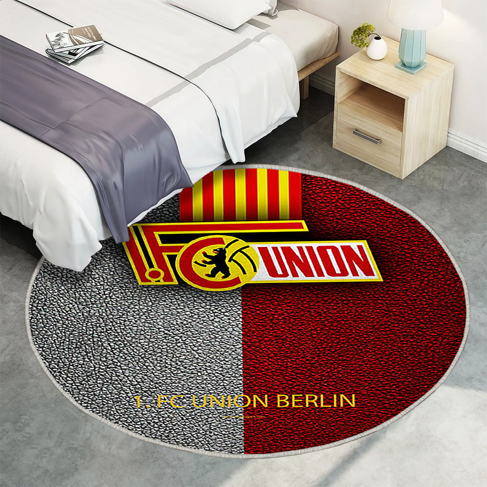Union Berlin Fc Teppich Rund, Teppiche - Leder Effekt Outdoor Teppich Rund, Deutscher Fußballverein Teppich Wohnzimmer, Carpet, Rug