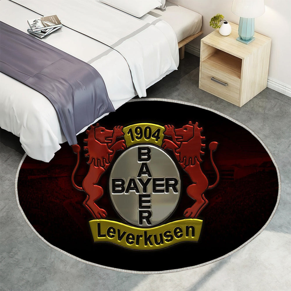 Hintergrundlogo von Bayer 04 Leverkusen Teppich Rund, Teppiche - Outdoor Teppich Rund, Teppich Wohnzimmer, Carpet, Rug