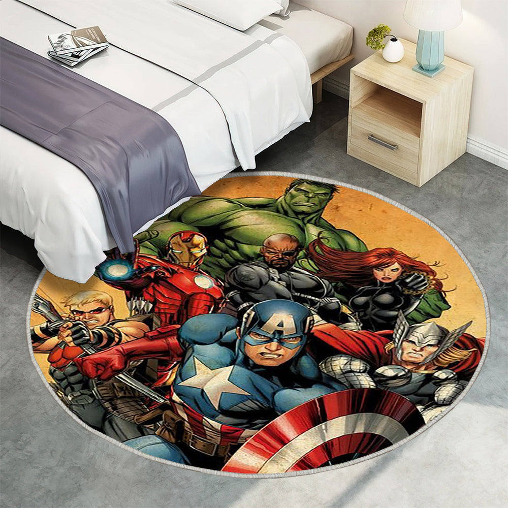 Avengers U Bahn Kunst zum ausdrucken Teppich Rund, Teppiche - Outdoor Teppich Rund, Teppich Wohnzimmer, Carpet, Rug
