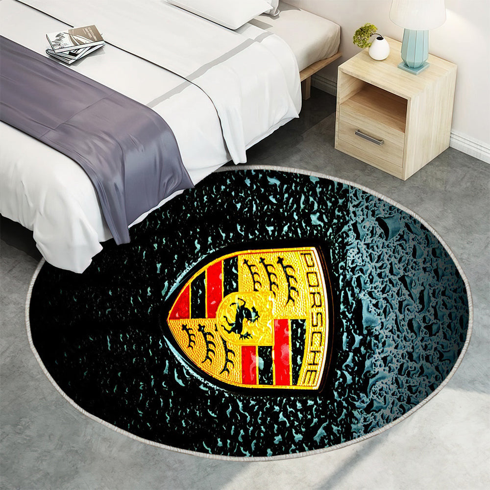Porsche Logo Teppich Rund, Teppiche - Wagen Outdoor Teppich Rund, Regen Teppich Wohnzimmer, Carpet, Rug