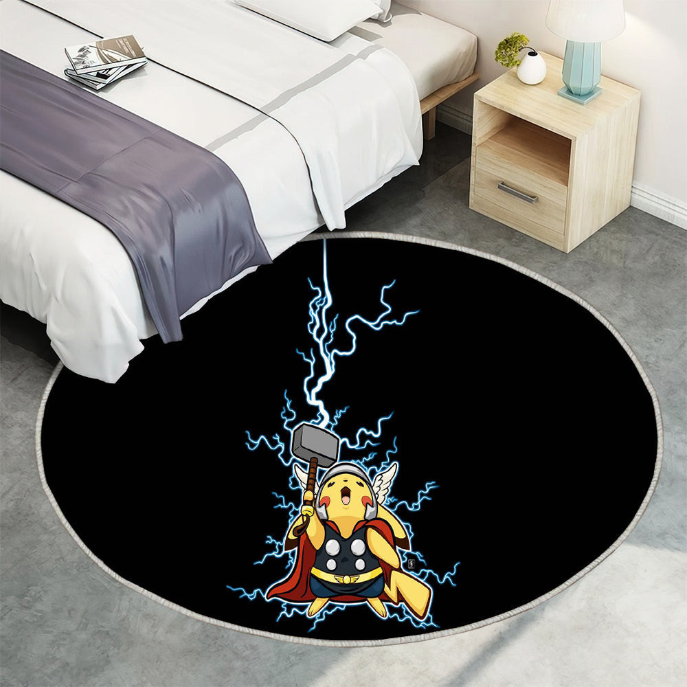 Pikachu Thor ist hübsch Teppich Rund, Teppiche - Outdoor Teppich Rund, Teppich Wohnzimmer, Carpet, Rug