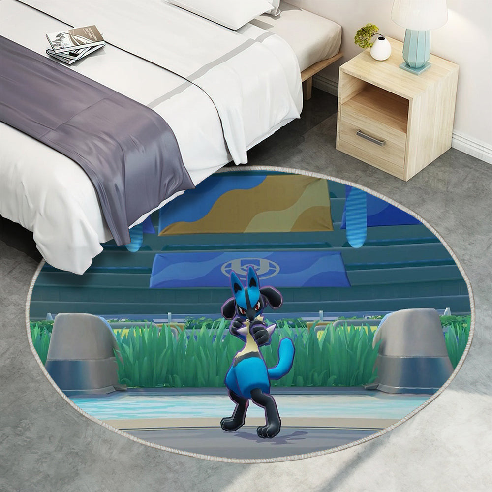 Lucario Pokémon Teppich Rund, Teppiche - Outdoor Teppich Rund, Teppich Wohnzimmer, Carpet, Rug