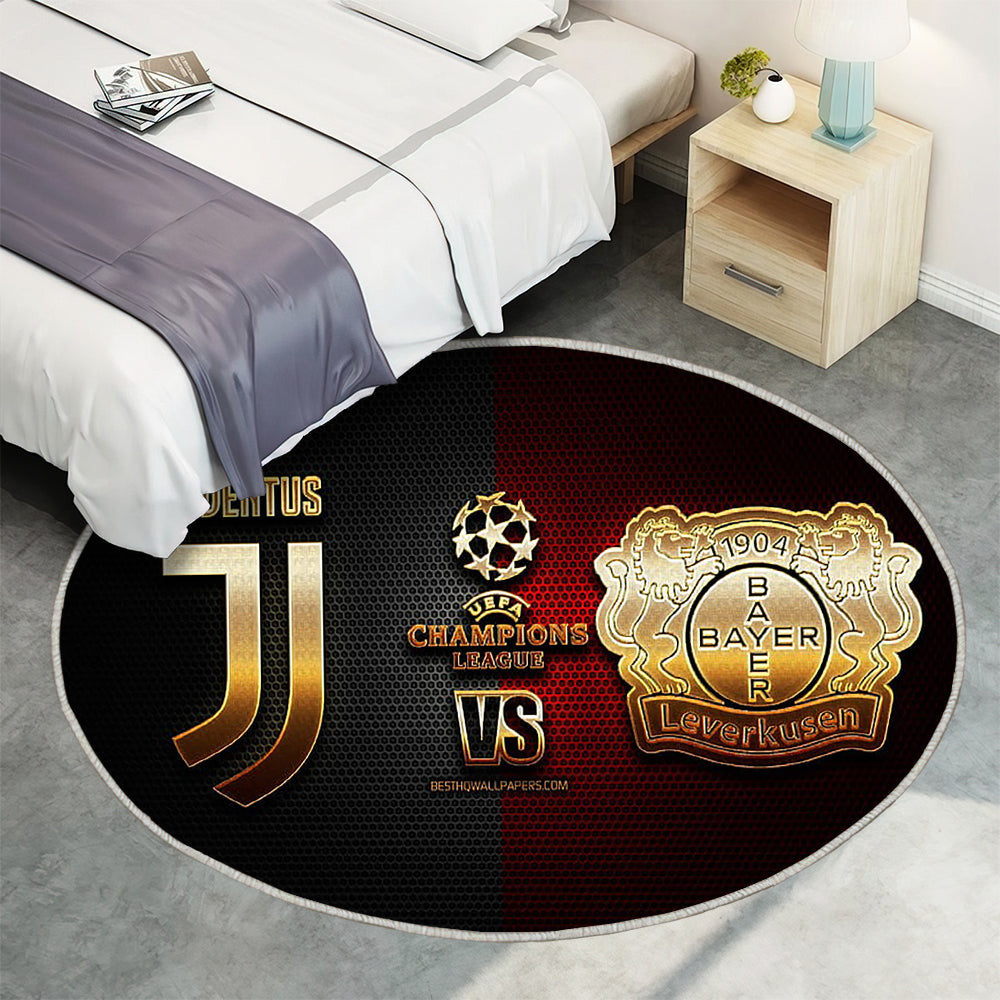 Juventus gegen Bayer Leverkusen Teppich Rund, Teppiche - Outdoor Teppich Rund, Teppich Wohnzimmer, Carpet, Rug