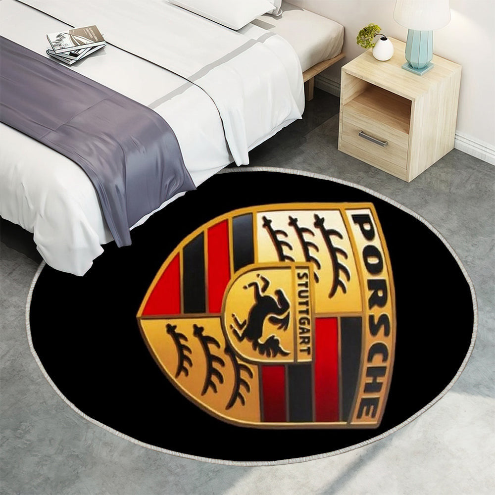 PORSCHE LOGO Teppich Rund, Teppiche - Outdoor Teppich Rund, Teppich Wohnzimmer, Carpet, Rug