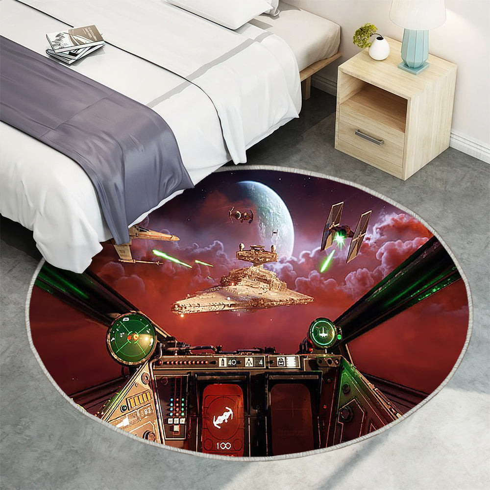 Weltraumkrieg in Star Wars Squadrons Teppich Rund, Teppiche - Outdoor Teppich Rund, Teppich Wohnzimmer, Carpet, Rug