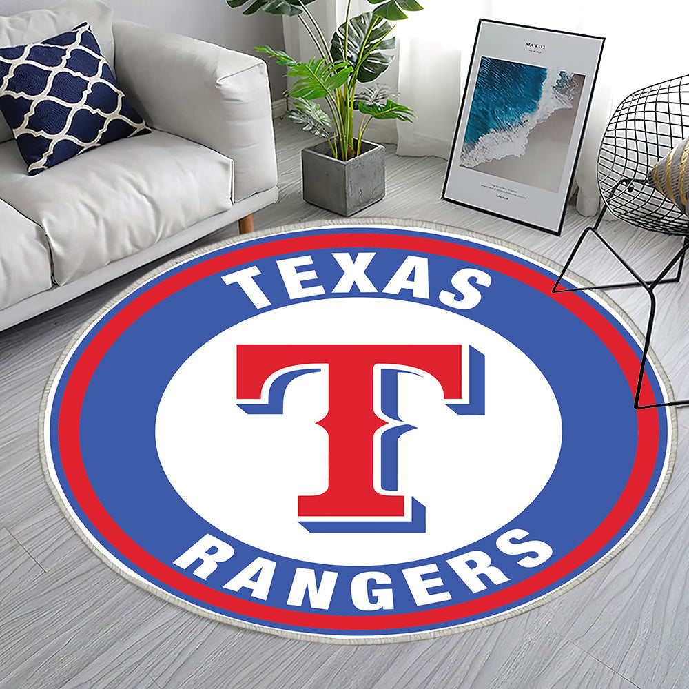 Kreis Logo der Texas Rangers Teppich Rund, Teppiche - Outdoor Teppich Rund, Teppich Wohnzimmer, Carpet, Rug