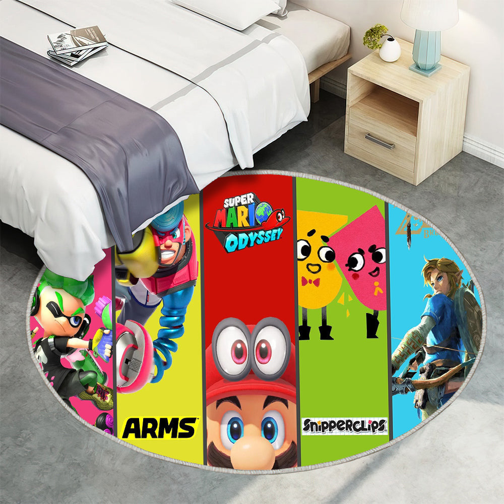 Splatoon ARMS Mario Teppich Rund, Teppiche - Outdoor Teppich Rund, Teppich Wohnzimmer, Carpet, Rug
