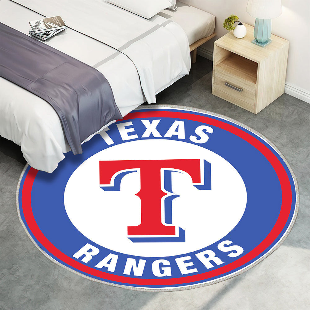 Kreis Logo der Texas Rangers Teppich Rund, Teppiche - Outdoor Teppich Rund, Teppich Wohnzimmer, Carpet, Rug