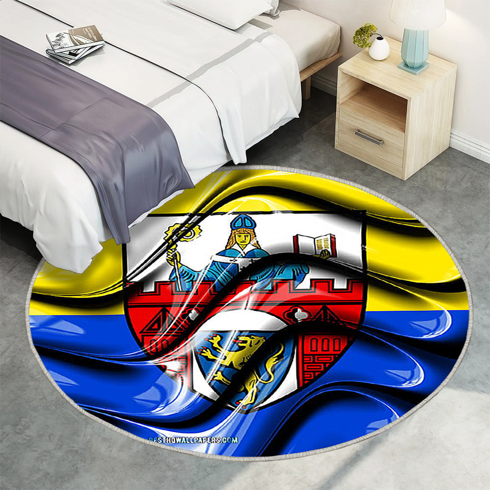 Siegen Flag Städte In Deutschland Teppich Rund, Teppiche - Europa Outdoor Teppich Rund, Flagge Von Siegen Teppich Wohnzimmer, Carpet, Rug