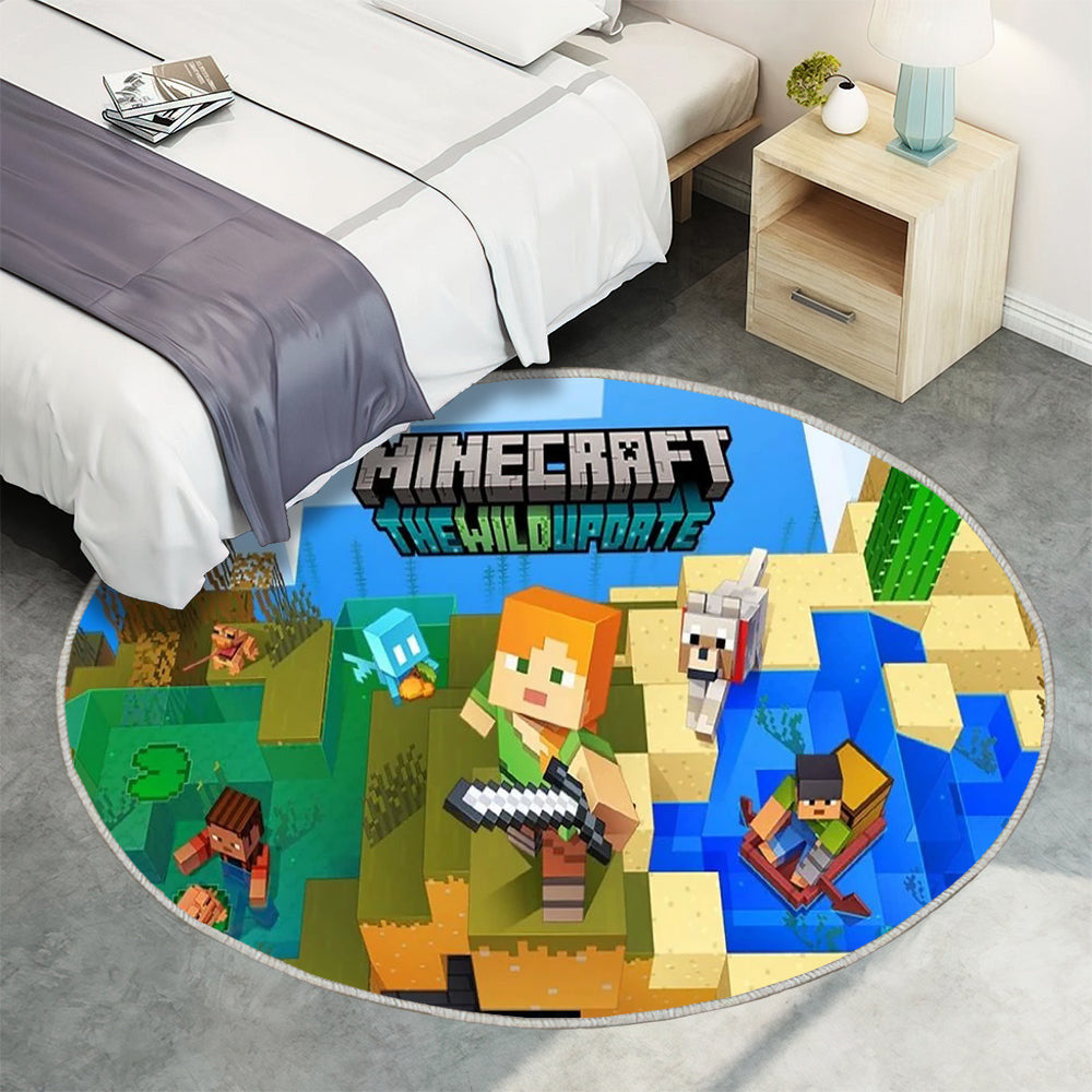 World Gamer rufen zur Rettung von Minecraft auf Teppich Rund, Teppiche - Outdoor Teppich Rund, Teppich Wohnzimmer, Carpet, Rug