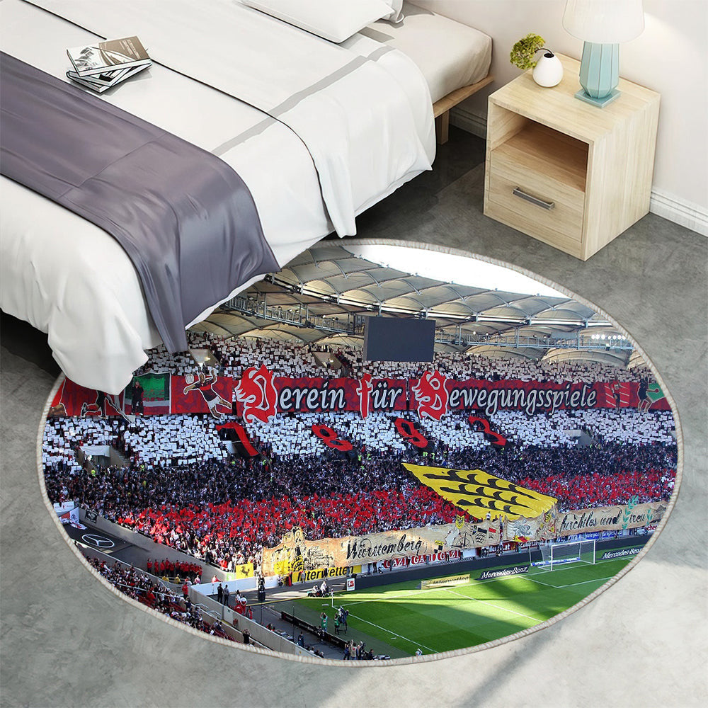 VfB Stuttgart 02 Stadion Teppich Rund, Teppiche - Outdoor Teppich Rund, Teppich Wohnzimmer, Carpet, Rug