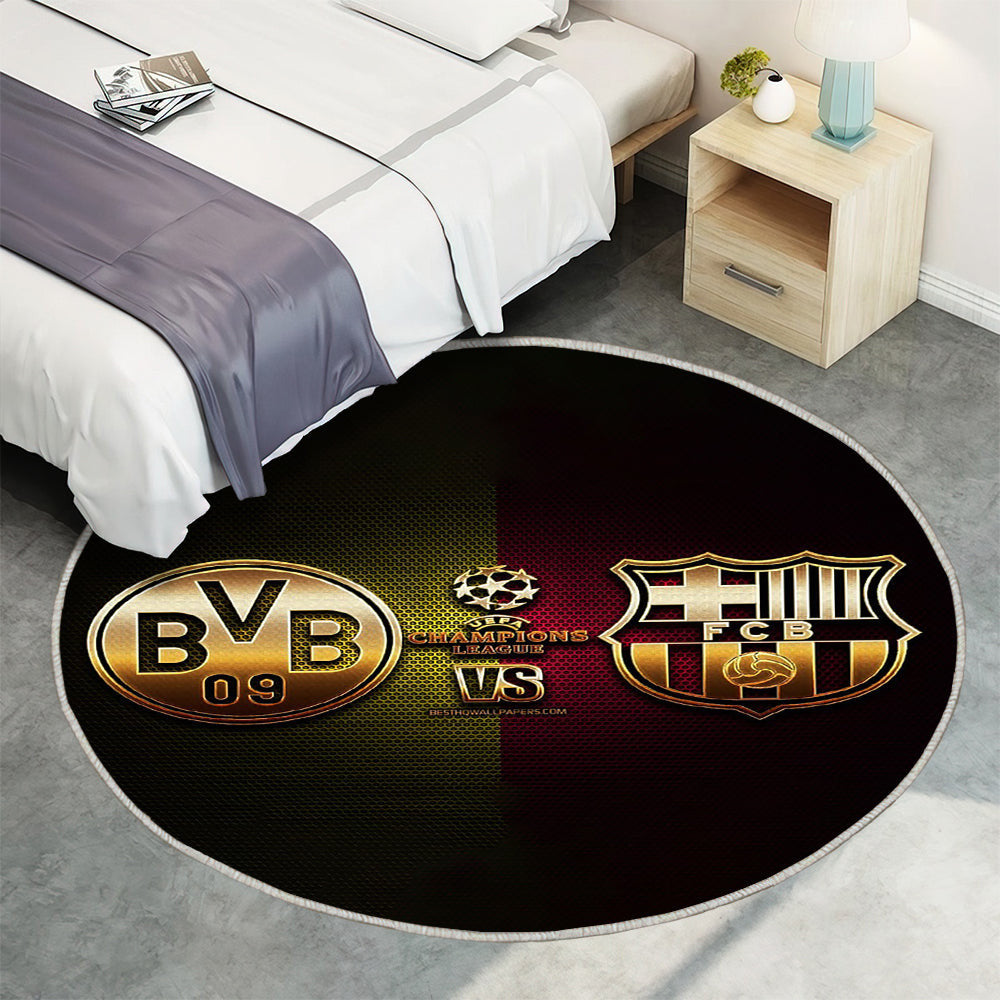 Borussia Dortmund gegen Barcelona Teppich Rund, Teppiche - Outdoor Teppich Rund, Teppich Wohnzimmer, Carpet, Rug