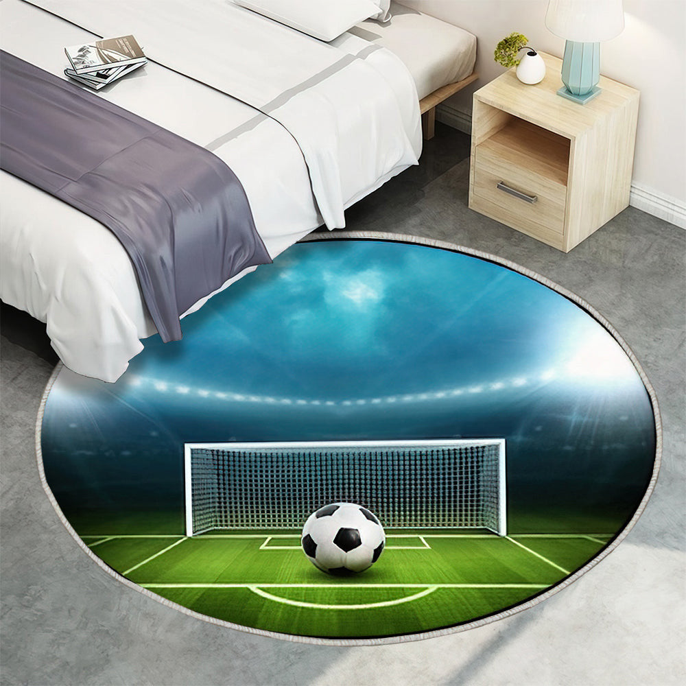 Stadion mit Fußball Teppich Rund, Teppiche - Outdoor Teppich Rund, Teppich Wohnzimmer, Carpet, Rug