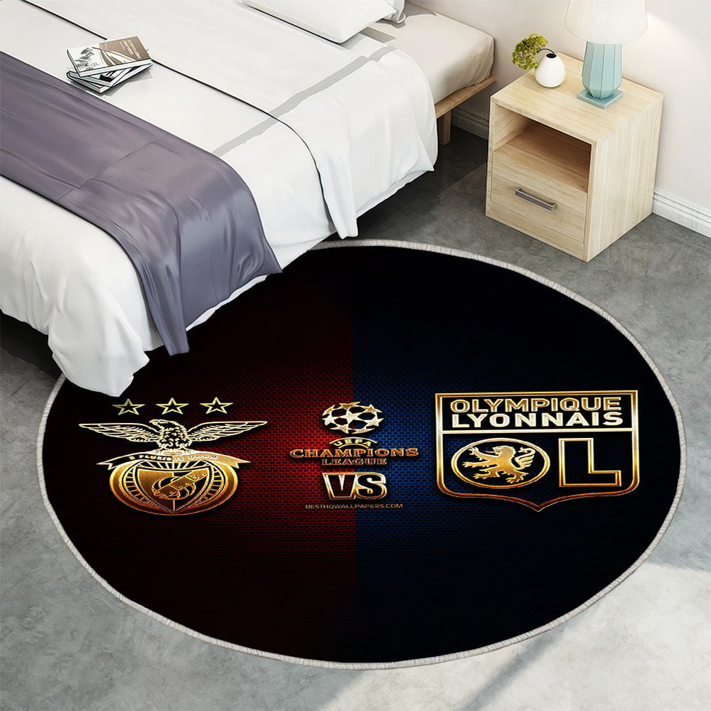 Benfica gegen Olympique Lyonnais Teppich Rund, Teppiche - Gruppe G Outdoor Teppich Rund, Teppich Wohnzimmer, Carpet, Rug