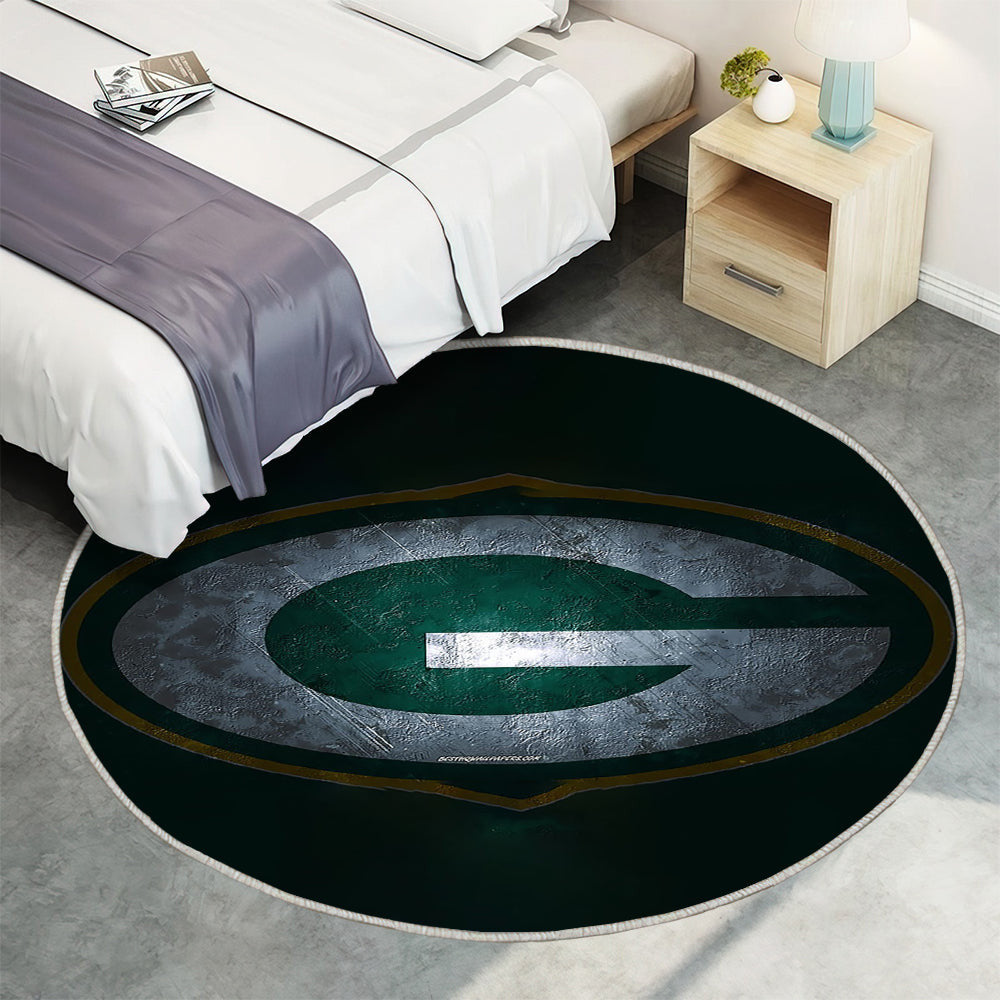 Green Bay Packer Teppich Rund, Teppiche - American Football Team Outdoor Teppich Rund, grüner Steinhintergrund Teppich Wohnzimmer, Carpet, Rug