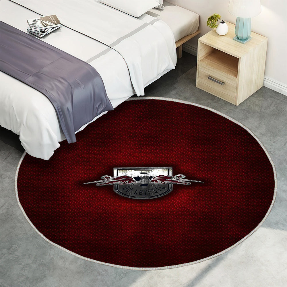 RB Leipzig Teppich Rund, Teppiche - Deutscher Fußballverein Outdoor Teppich Rund, rote Metallstruktur Teppich Wohnzimmer, Carpet, Rug