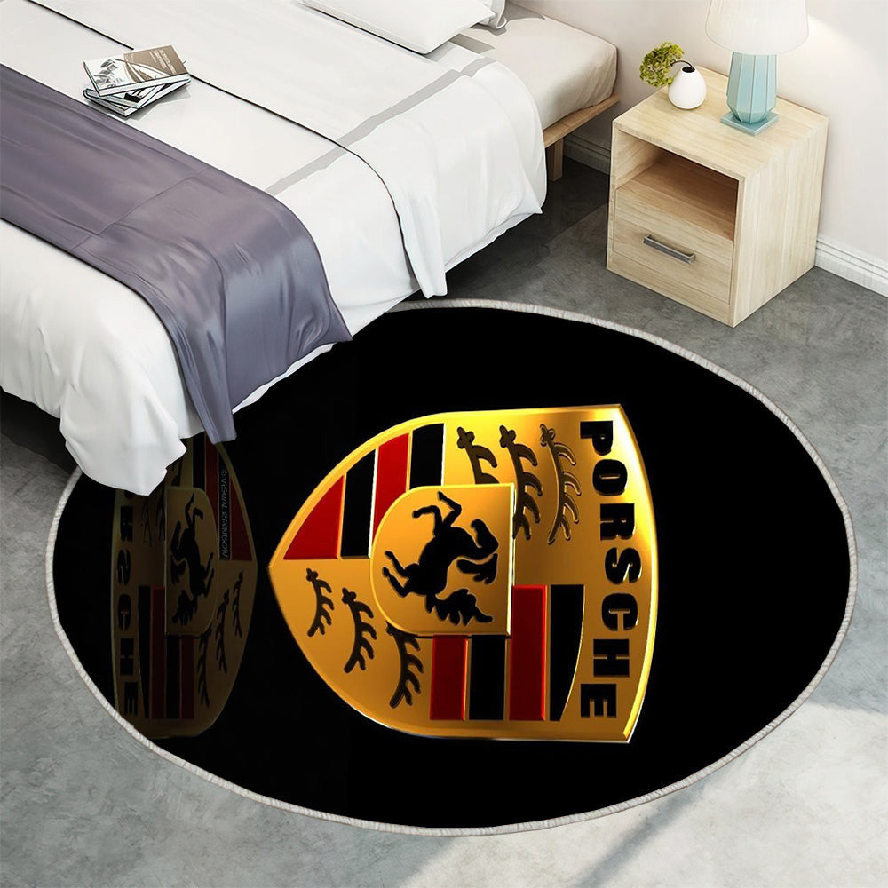 Porsche Teppich Rund, Teppiche - Logo Outdoor Teppich Rund, Porsche Logo Teppich Wohnzimmer, Carpet, Rug