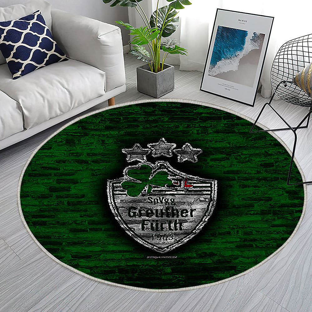 Spvgg Greuther Fürth Fc Teppich Rund, Teppiche - Grüne Ziegelwand Outdoor Teppich Rund, Fußball Teppich Wohnzimmer, Carpet, Rug