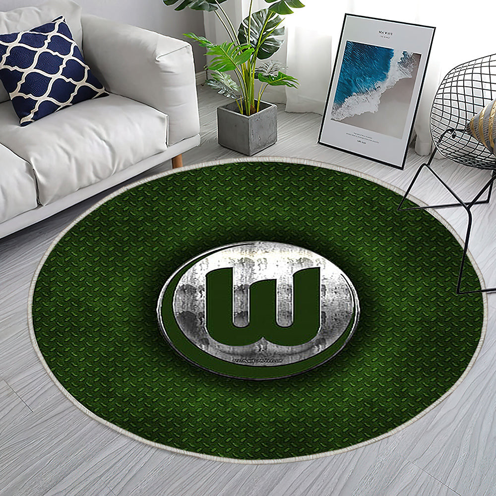 Vfl Wolfsburg Teppich Rund, Teppiche - Deutscher Fußballverein Outdoor Teppich Rund, Grüner Metalleffekt Teppich Wohnzimmer, Carpet, Rug