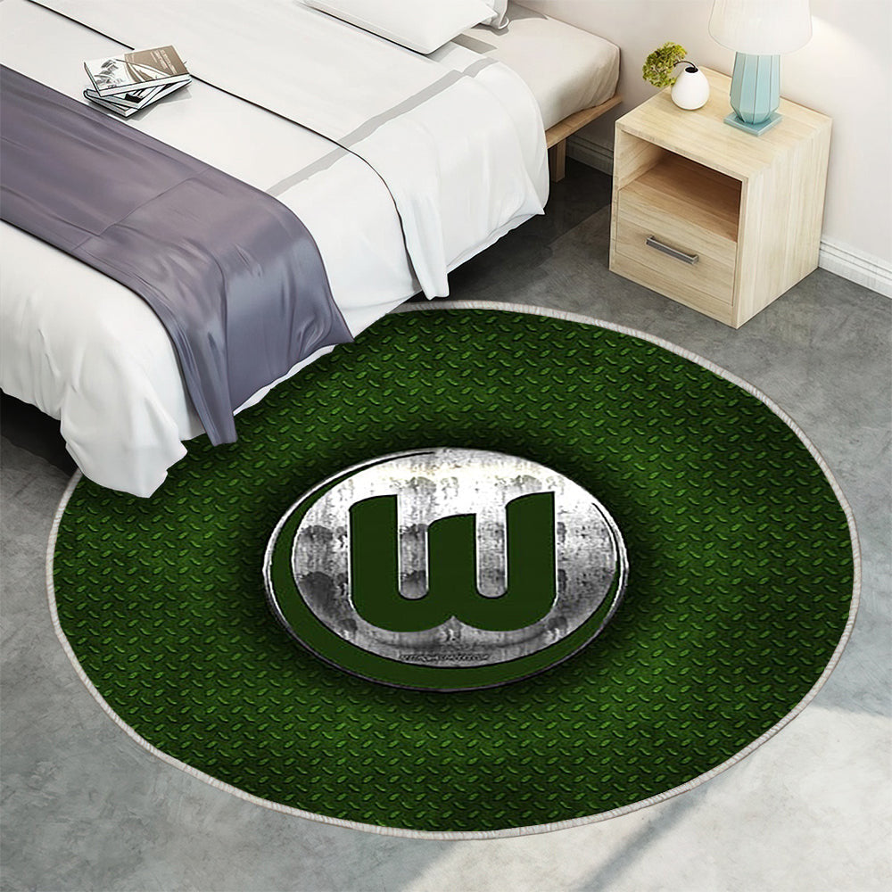 Vfl Wolfsburg Teppich Rund, Teppiche - Deutscher Fußballverein Outdoor Teppich Rund, Grüner Metalleffekt Teppich Wohnzimmer, Carpet, Rug