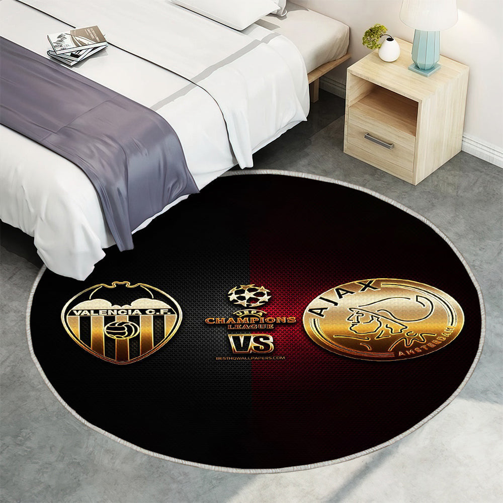 Valencia gegen Ajax Amsterdam Teppich Rund, Teppiche - Outdoor Teppich Rund, Teppich Wohnzimmer, Carpet, Rug