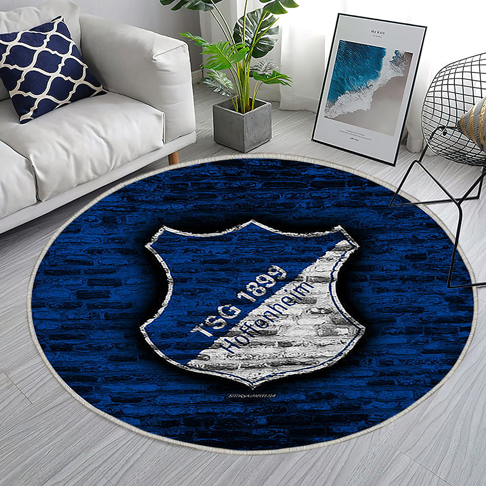 Tsg 1899 Hoffenheim Fc Teppich Rund, Teppiche - Blaue Ziegelwand Outdoor Teppich Rund, Fußball Teppich Wohnzimmer, Carpet, Rug