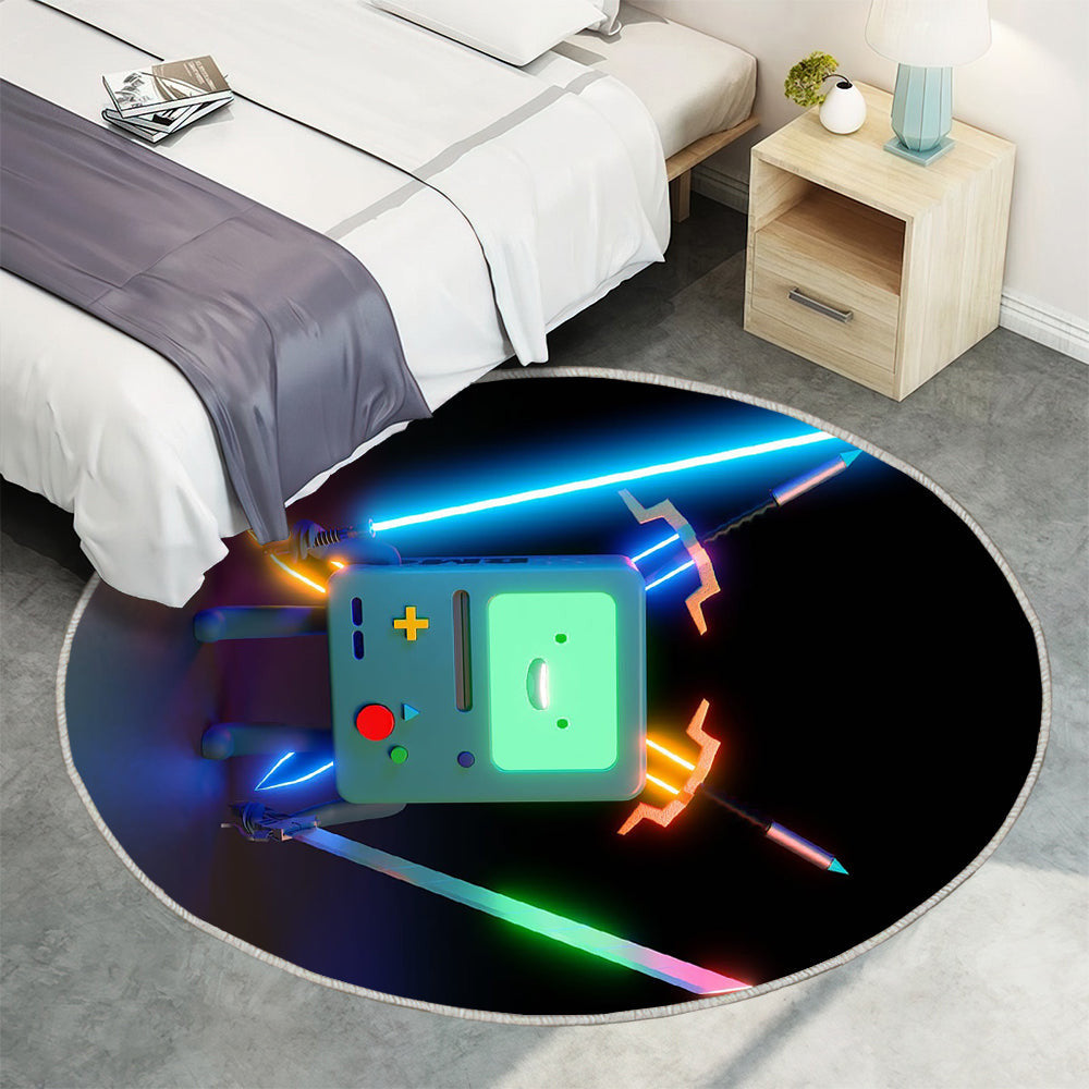 BMO Krieger Teppich Rund, Teppiche - Abenteuer Zeit Outdoor Teppich Rund, Roboter Teppich Wohnzimmer, Carpet, Rug