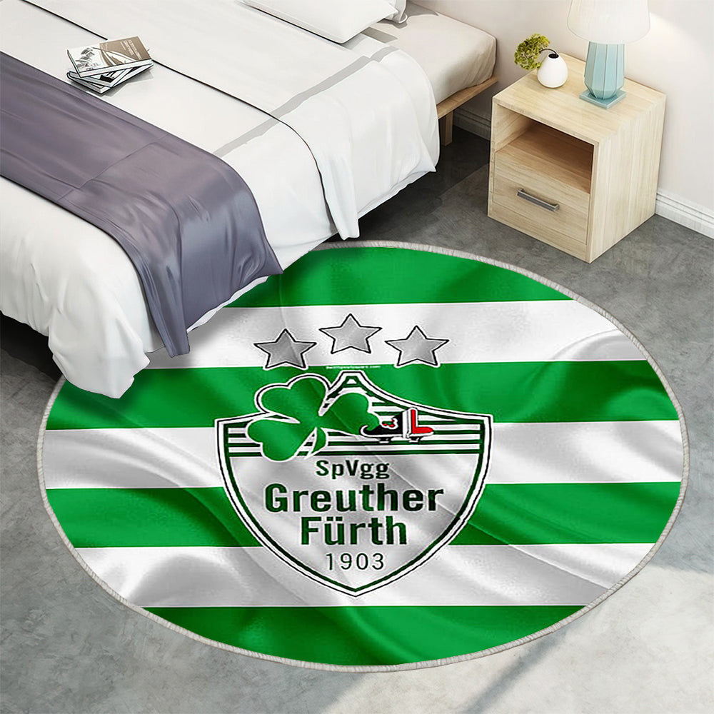 Spvgg Greuther Fürth Grün Weiße Seidenfahne Teppich Rund, Teppiche - Deutscher Fußballverein Outdoor Teppich Rund, Teppich Wohnzimmer, Carpet, Rug