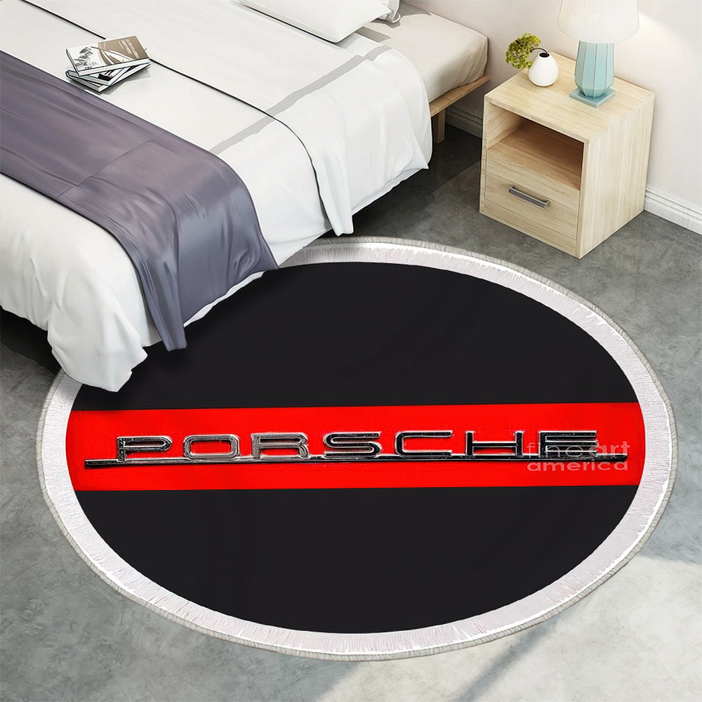 Vintage Porsche Typenschild Teppich Rund, Teppiche - Outdoor Teppich Rund, Teppich Wohnzimmer, Carpet, Rug